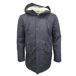 NWT HoodLamb Mens Grey Long Fur Lined Parka Winter Coat Size Small $280 [jb]